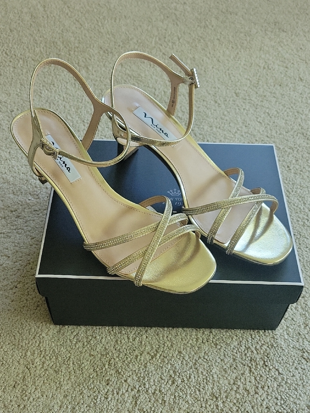 Nina Metallic Gold Strappy Heeled Sandals